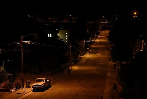 BEFORE: Oakland street lighting with HPS lights.
